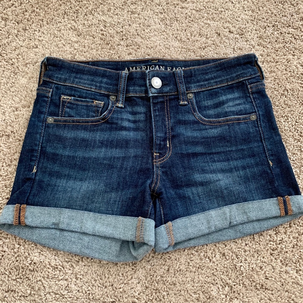 American Eagle Ne(x)t Level Midi Shorts- Dark Wash